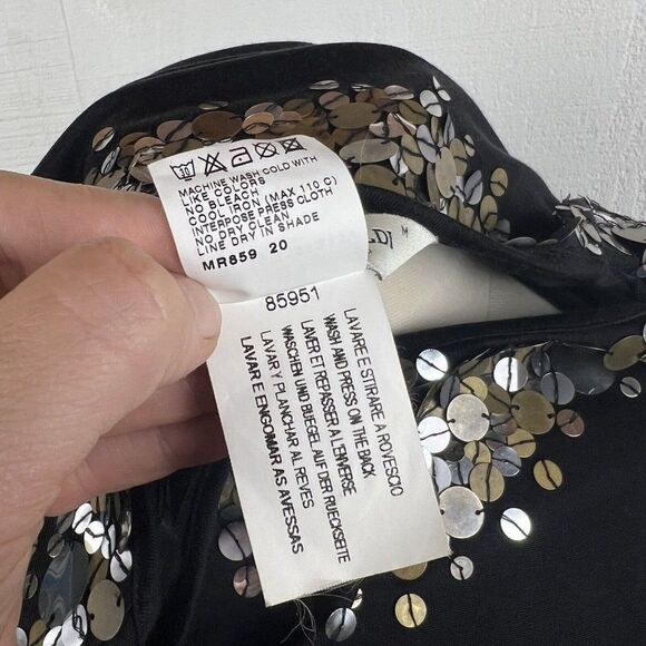 Marina Rinaldi Sweater Top M Womens Black Sequins Long Sleeves Silk Blend - Picture 9 of 12